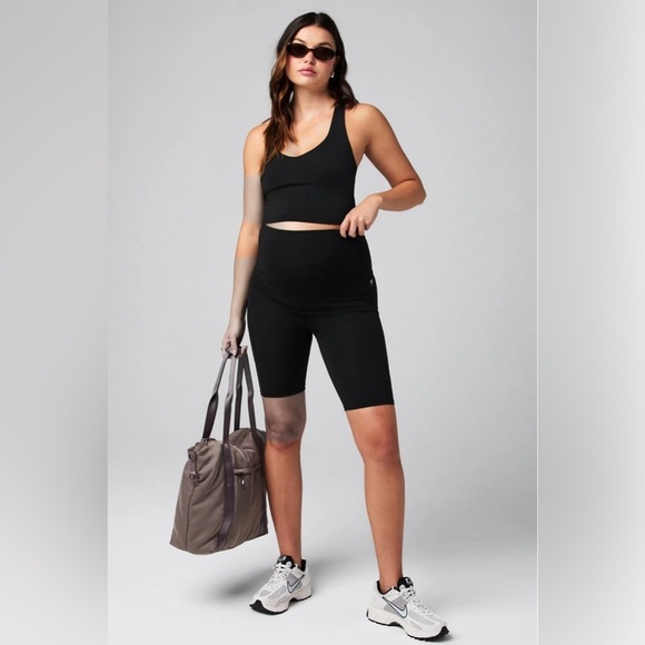Fabletics NWT PureLuxe Maternity Bicycle Shorts - Black Size M - Picture 1 of 10